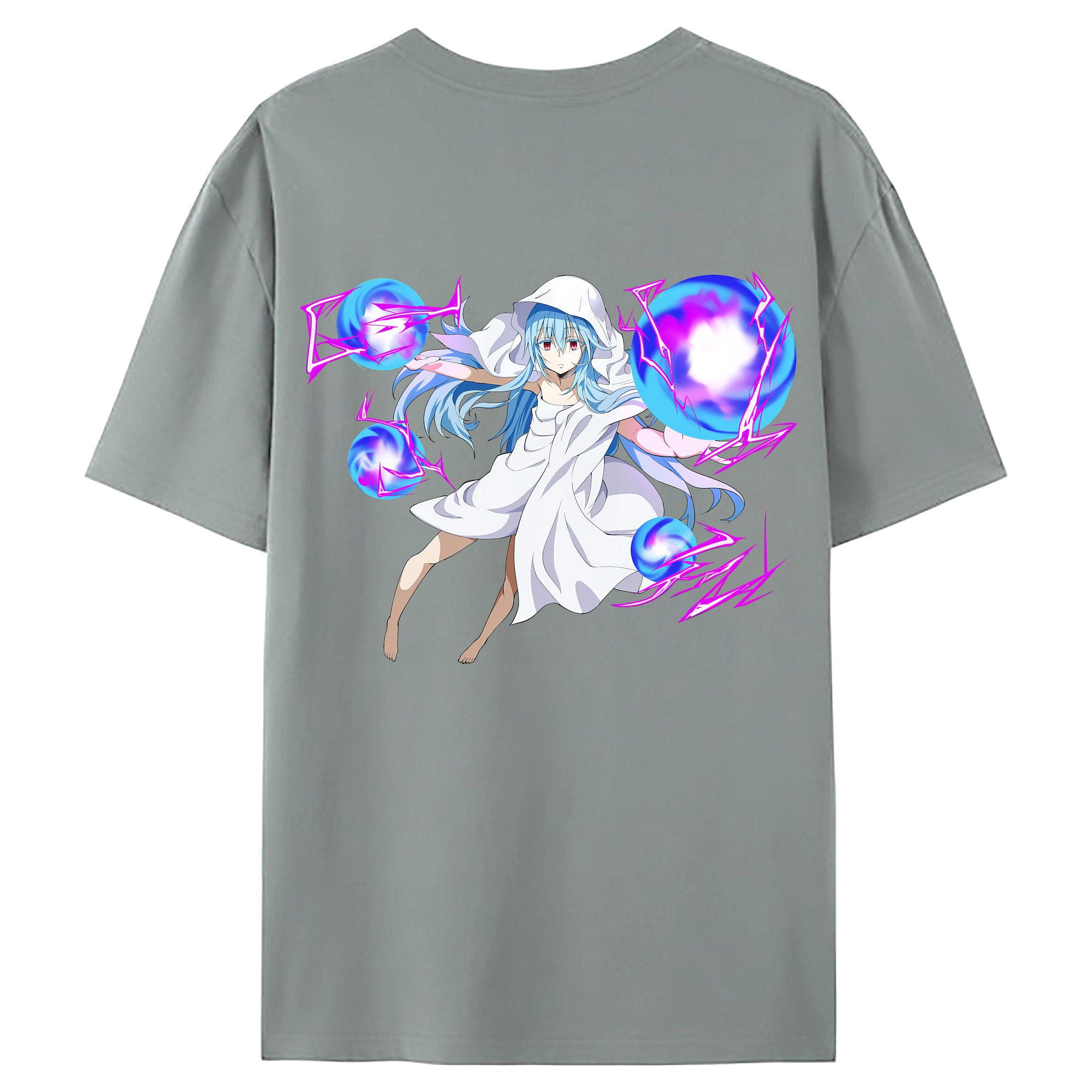 （画像用） 転スラ Regarding Reincarnated to Slime 綿100％ メンズ半袖Tシャツ（バックプリント） 通気性